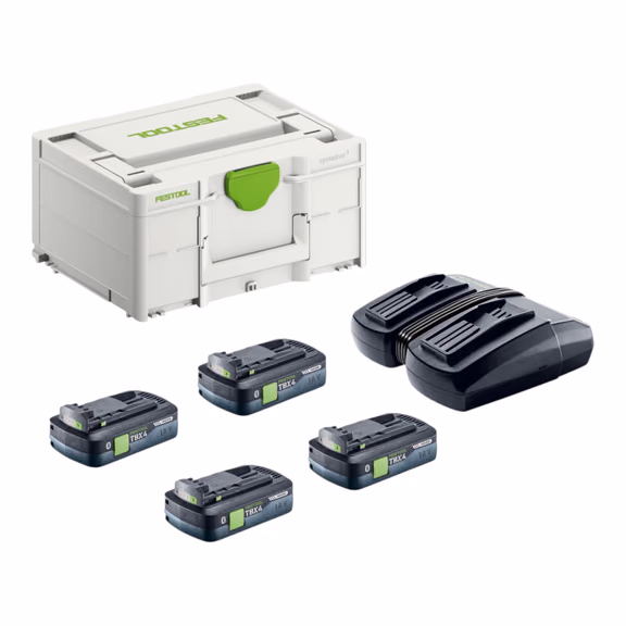 Festool Energie Set SYS 18V 4xTBX4/TCL6DUO ( 578823 ) mit 4x BP 18 TBX 4 C-ASI Akku 18 V 4,0 Ah + TCL 6 DUO Doppel Ladegerät + Systainer