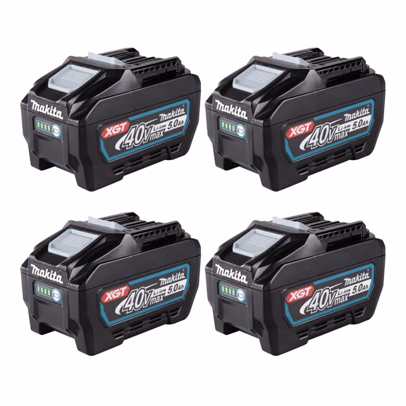 Makita 4x BL 4050 F Akku 40 V max. 5,0 Ah / 5000 mAh Li-Ion XGT ( 4x 191L47-8 ) IP64 mit Ladestandanzeige