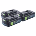 Festool Akku Set 3x BP 18 Li 3,0 C Akku 18 V 3,0 Ah / 3000 mAh Li-Ion ( 3x 577658 ) mit Ladestandanzeige