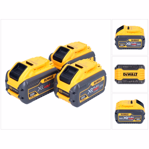 DeWalt 3x DCB 548 Akku 18 V / 54 V max. 12 Ah / 12000 mAh Li-Ion XR FLEXVOLT - mit Ladestandanzeige