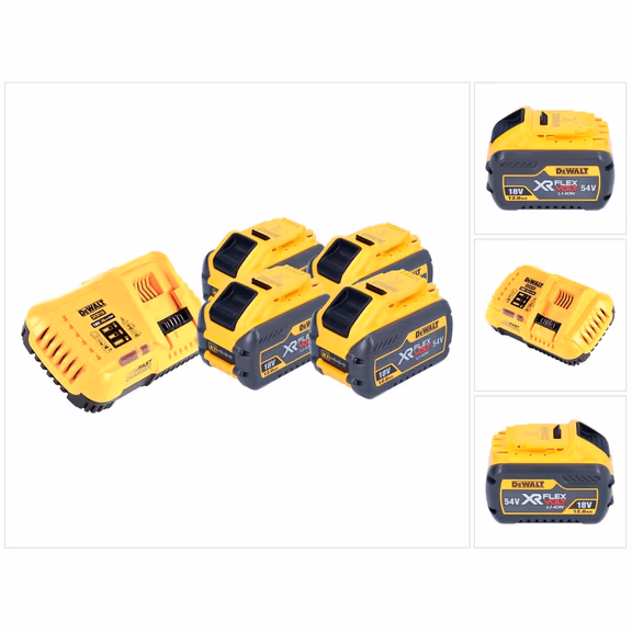 DeWalt DCB 118 Y4 Akku Starter Set 18 V / 54 V 4x XR FLEXVOLT Akku 12 Ah + Ladegerät