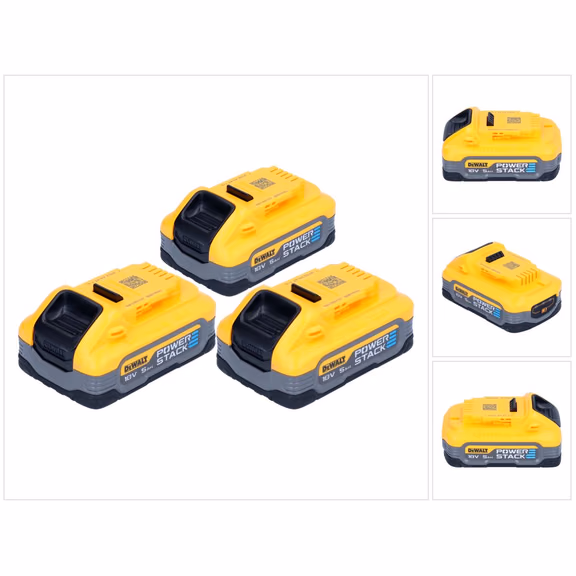 DeWalt Akku Set DCBP 518 H3 3x Powerstack Akku 18 V 5,0 Ah / 5000 mAh XR Li-Ion - mit Ladestandanzeige