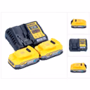 DeWalt DCB 1104 E2 Akku Starter Set 12 V / 18 V 2x Powerstack Akku 1,7 Ah + DCB 1104 Ladegerät