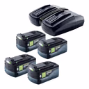 Festool Energie Set 4x BP 18 Li 5,0 HP-ASI HighPower Akkupack 18 V 5,0 Ah ( 4x 578519 ) + TCL 6 DUO Doppel Ladegerät ( 577017 )
