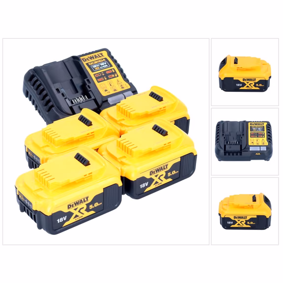 DeWalt DCB 1104 P4 Akku Starter Set 12 V / 18 V 4x Akku 5,0 Ah + DCB 1104 Ladegerät