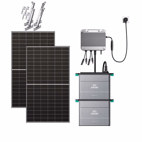 Zendure SolarFlow 800 – SolarFlow 800 + 2*AB2000L Batterie (3840Wh) / 2*515W Bifaziale Solarmodule (1339W Max) / Balkon (2 Paare)