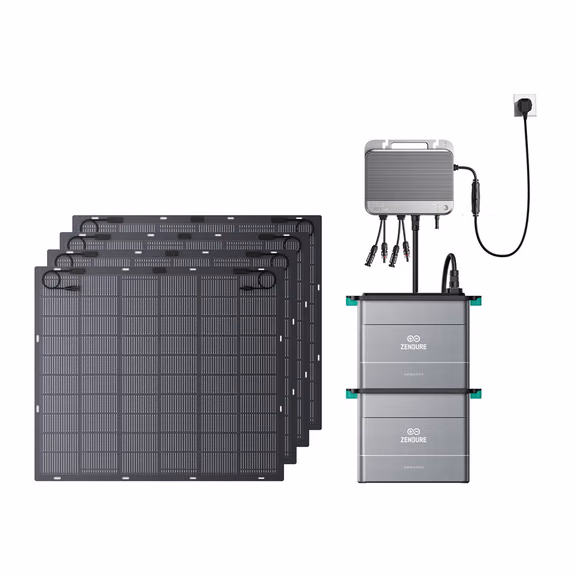Zendure SolarFlow 800 – SolarFlow 800 + 2*AB2000L Batterie (3840Wh) / 4*210W Flexible Solarmodule (840W)