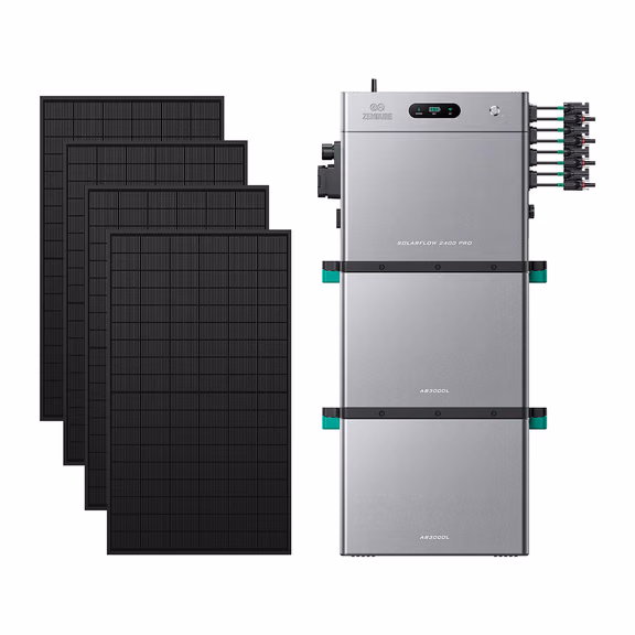 Zendure SolarFlow 2400 Pro – SolarFlow 2400 Pro (2.4 kWh) / 2*AB3000L (8.16 kWh au total) / 2 340 Wc (4*450 W)