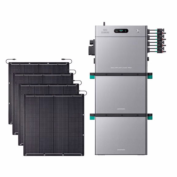 Zendure SolarFlow 2400 Pro – SolarFlow 2400 Pro (2.4 kWh) / 2*AB3000L (5.76 kWh) / 4*230W Flexible (920Wp)