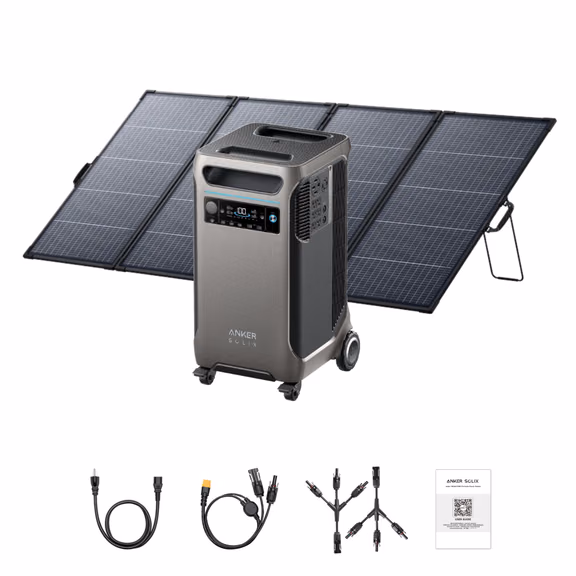 Anker SOLIX F3800 Portable Power Station 3840Wh | 6000W – Anker SOLIX F3800 + 400W Bifacial Solar Panel