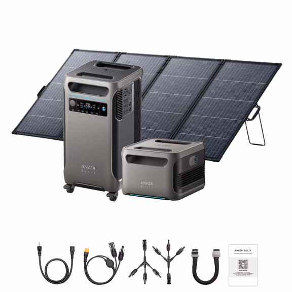 Anker SOLIX F3800 Portable Power Station 3840Wh | 6000W – Anker SOLIX F3800 + Expansion Battery + 400W Bifacial Solar Panel