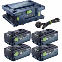 Festool BP 18 TBX 8 ASI Tabless 8.0Ah Batteries (Pack of 4) & SYS-MC 6/4 Systainer Rapid Battery Charger