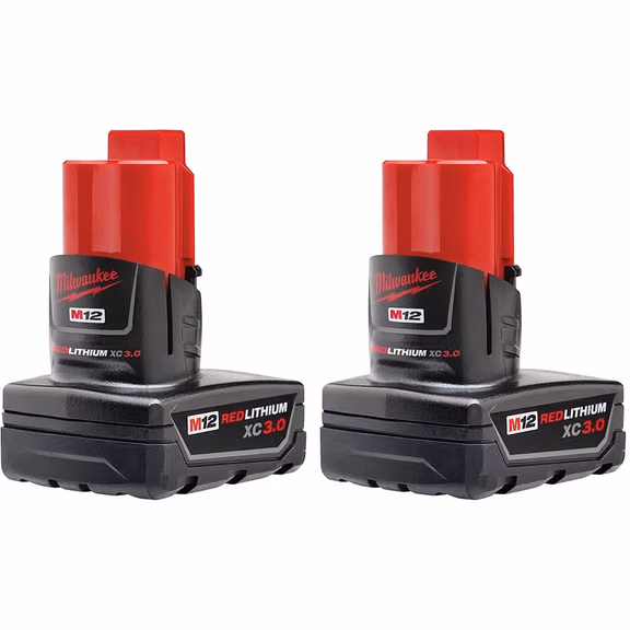 Milwaukee 48-11-2412 M12 REDLITHIUM XC 3.0Ah Battery, 2-Pack