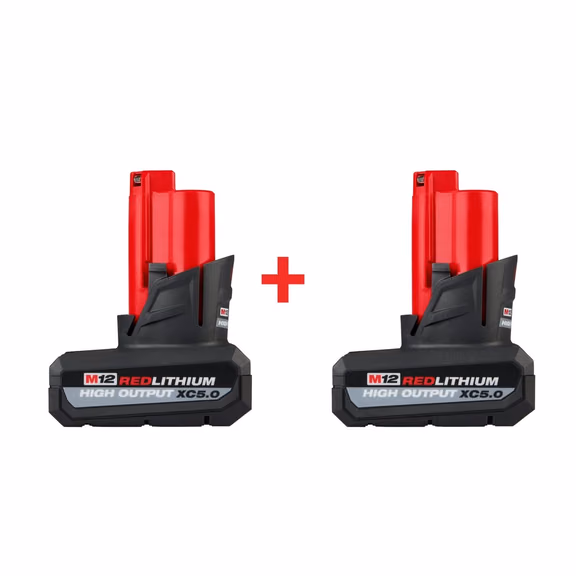 Milwaukee M12 REDLITHIUM HIGH OUTPUT XC 5.0Ah Battery, 2-Pack