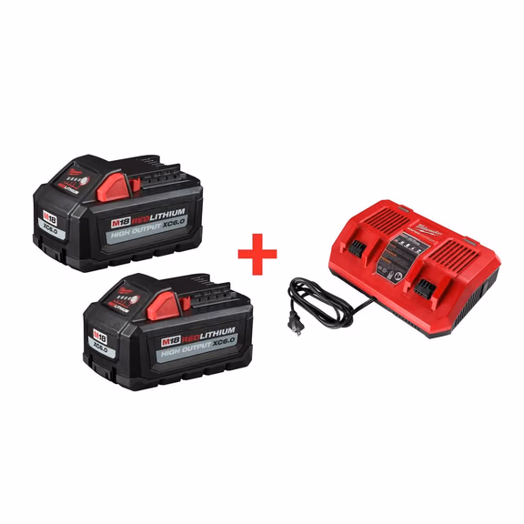 Milwaukee M18 Dual Bay Simultaneous Rapid Charger and 6.0Ah Battery 2-Pack