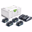 Festool 578201 Limited Edition 18V 5.0Ah Battery 4-Pack w/ TCL 6 DUO Charger Energy Systainer Set