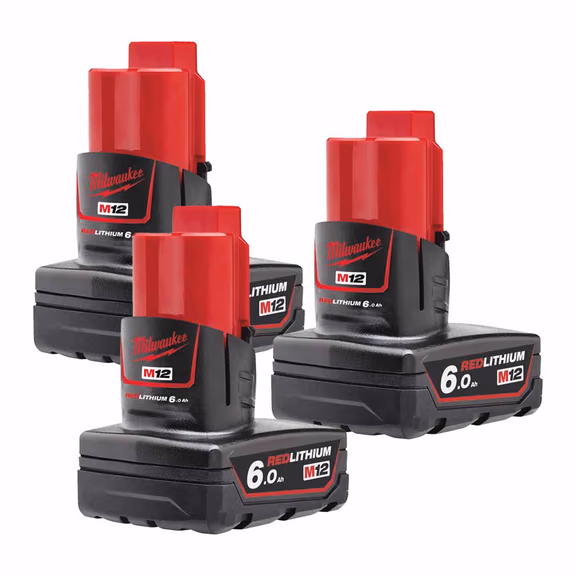Milwaukee M12 B6 12V 6.0Ah Redlithium-ion Battery (3 Pack)