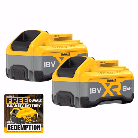 DeWalt DCB1880X2 18V 8.0Ah XR LI-Ion Tabless Battery Pack (2 Pack)