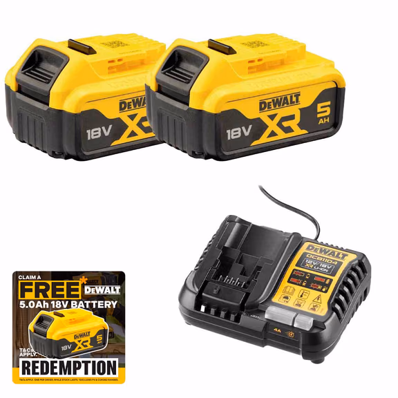 DeWalt DCB1104 Charger & 2x DCB184 18V 5Ah Batteries