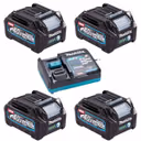Makita BL4025 40V Max XGT 2.5Ah Li-ion Batteries with Charger (4 Pack)