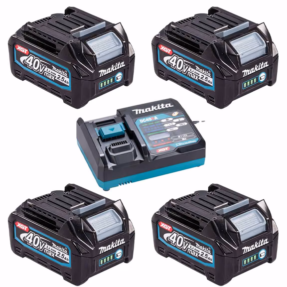 Makita BL4025 40V Max XGT 2.5Ah Li-ion Batteries with Charger (4 Pack)
