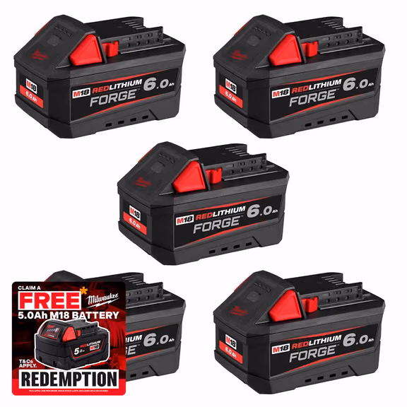 Milwaukee M18 FB6 18V FORGE™ 6.0 Ah Battery (5 Pack)