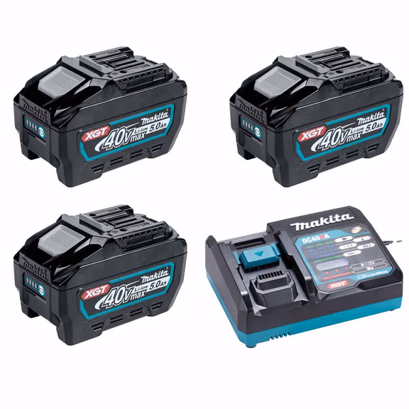 Makita BL4050F 40V Max XGT 5.0Ah Batteries with Charger (3 Pack)