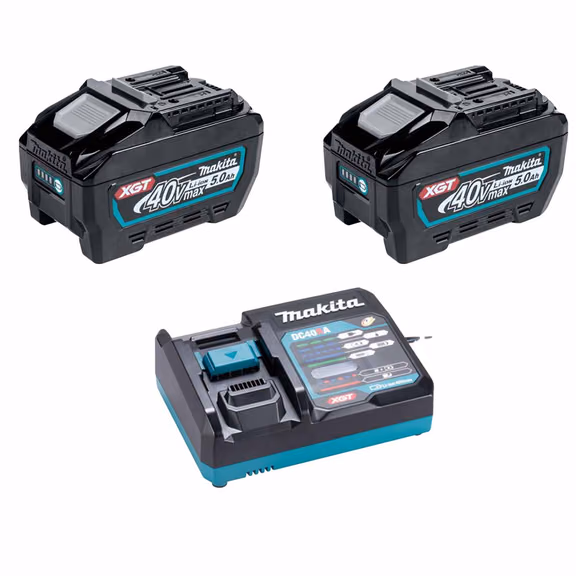 Makita BL4050F 40V Max XGT 5.0Ah Batteries with Charger (2 Pack)