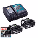 Makita DC18RC 18V LXT Fast Charger with 2x 6.0Ah Batteries