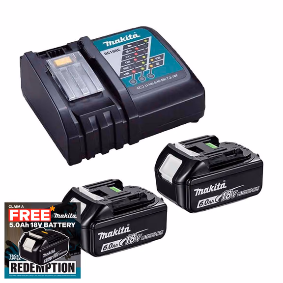 Makita DC18RC 18V LXT Fast Charger with 2x 6.0Ah Batteries