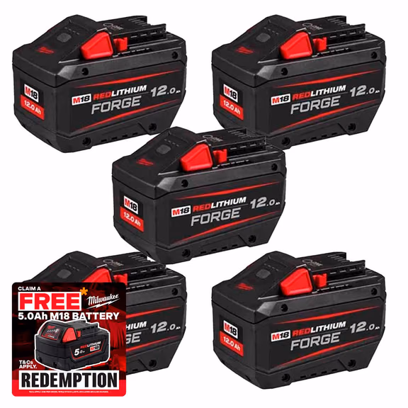 Milwaukee M18 FB12 18V FORGE 12.0Ah Batteries (5 Pack)