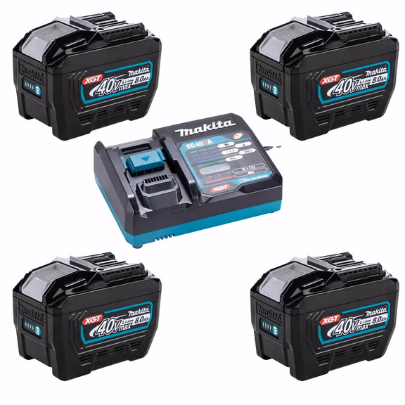 Makita BL4080F 40V Max XGT 8.0Ah Batteries with Charger (4 Pack)