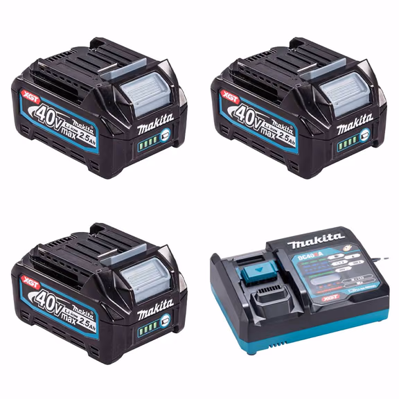 Makita BL4025 40V Max XGT 2.5Ah Li-ion Batteries with Charger (3 Pack)