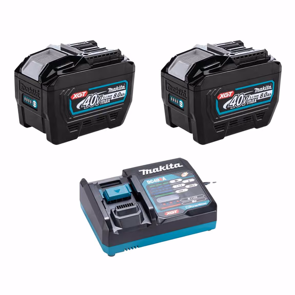 Makita BL4080F 40V Max XGT 8.0Ah Batteries with Charger (2 Pack)