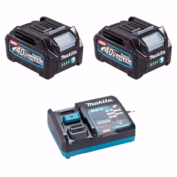Makita BL4025 40V Max XGT 2.5Ah Li-ion Batteries with Charger (2 Pack)