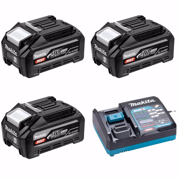 Makita BL4040F 40V Max XGT 4.0Ah Lithium-Ion Batteries with Charger (3 Pack)