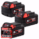 Milwaukee M18 B5 18V 5.0Ah Redlithium-Ion Slide Battery (3 Pack)