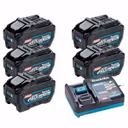 Makita BL4050F 40V Max XGT 5.0Ah Batteries with Charger (5 Pack)