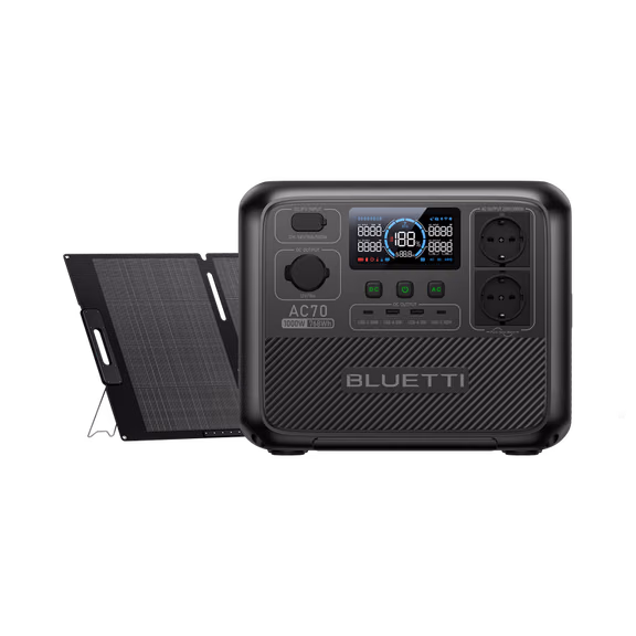 BLUETTI AC70 Portable Power Station | 1000W 768Wh – AC70+200W Solar (768Wh)
