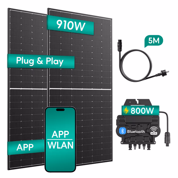 Kit Solaire Plug and Play – Micro-onduleur EZ1-M / 2*455W Panneaux Solaires Rigides (910 Wp)