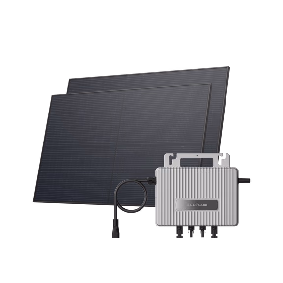 Kit Fotovoltaico EcoFlow STREAM – Microinverter STREAM (600 W) + 2 pannelli solari rigidi da 450 W / Senza staffe