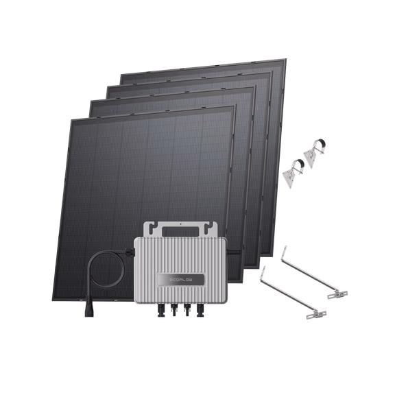 Kit Fotovoltaico EcoFlow STREAM – Microinverter STREAM (600 W) + 4 pannelli solari rigidi da 250 W / Balcone staffa leggera