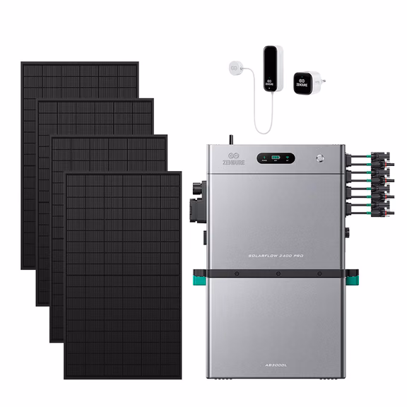 Zendure SolarFlow 2400 Pro – SolarFlow 2400 Pro (2.4 kWh) & Slimme Meter P1 / 1*AB3000L (2.88 kWh) / 4*515W Bifacial Panel (2678Wp Max)