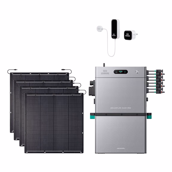Zendure SolarFlow 2400 Pro – SolarFlow 2400 Pro + Smart Meter D0 (2.4 kWh) / 1*AB3000L (2.88 kWh) / 4*230W Flexible (920Wp)