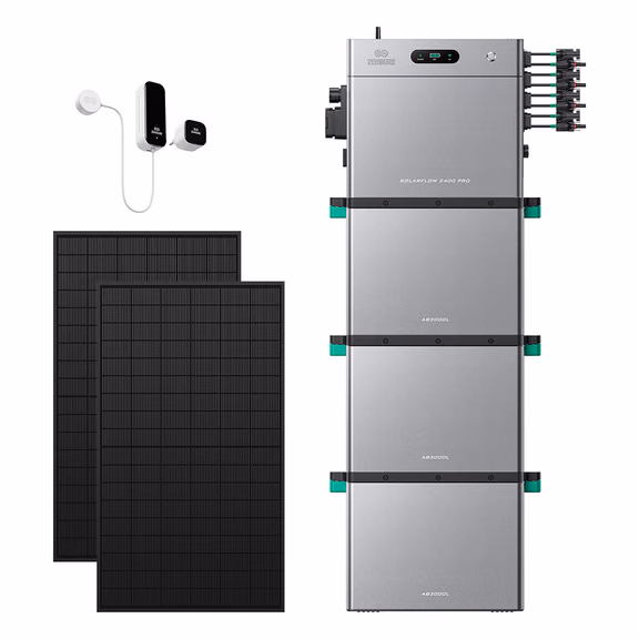 Zendure SolarFlow 2400 Pro – SolarFlow 2400 Pro + Smart Meter D0 (2.4 kWh) / 3*AB3000L (8.64 kWh) / 2*515W Bifaziale (1339Wp Max)