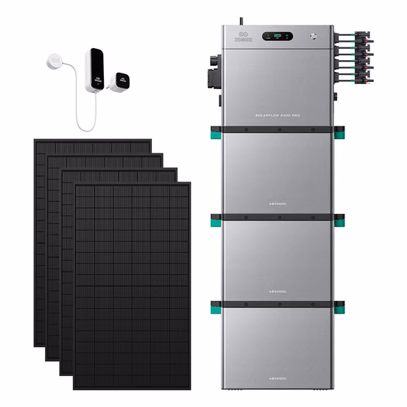Zendure SolarFlow 2400 Pro – SolarFlow 2400 Pro + Smart Meter D0 (2.4 kWh) / 3*AB3000L (8.64 kWh) / 4*515W Bifaziale (2678Wp Max)