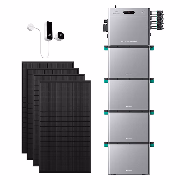 Zendure SolarFlow 2400 Pro – SolarFlow 2400 Pro + Smart Meter D0 (2.4 kWh) / 4*AB3000L (11.52 kWh) / 4*515W Bifaziale (2678Wp Max)