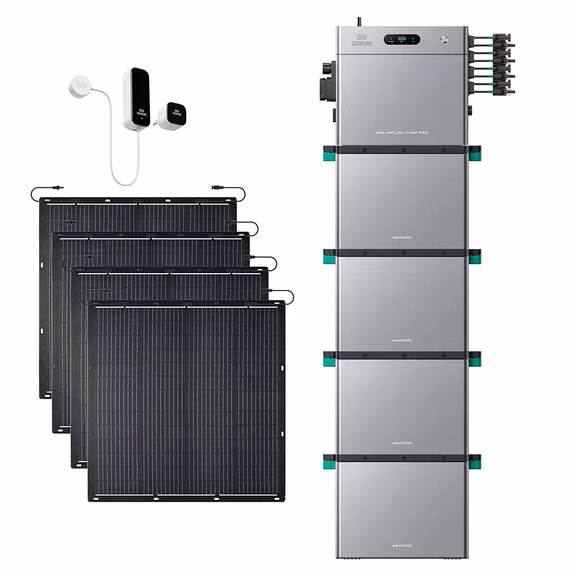 Zendure SolarFlow 2400 Pro – SolarFlow 2400 Pro + Smart Meter D0 (2.4 kWh) / 4*AB3000L (11.52 kWh) / 4*230W Flexible (920Wp)