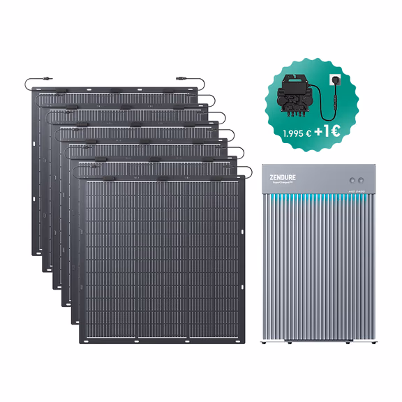 Zendure AIO 2400 – AIO 2400 + Mikrowechselrichter EZ1-M + 230W *6 Flexible Solarmodule