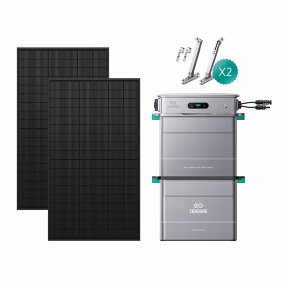 Zendure SolarFlow 800 Pro – SolarFlow 800 Pro + 1*AB2000X / 2*450W Bifaziale (1170Wp Max) / Balkon (2 Paare)